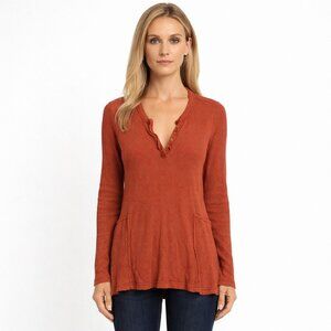Sundance Womens size Medium Waffle-Knit Henley Top Long Sleeve Relaxed Fit